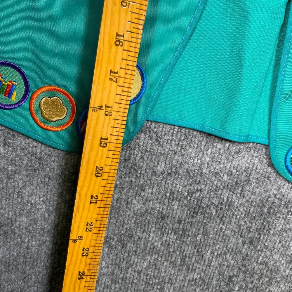 Vintage‎ Girl Scouts USA Junior Aide Vest Teal Hoosier Capital 784 Patches 1990s